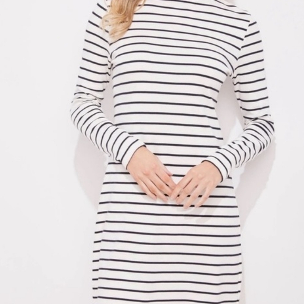 Vineyard Vines Black and White Striped Turtleneck Dress